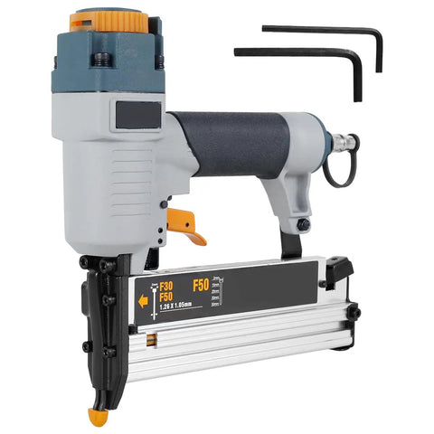 Straight Shooting Pro Level Heavy Duty Pneumatic Air Nailer For Carpentry And Fences With Adjustable Depth Control And Ergonomic Handle Accepts T50 F50 440K Fasteners