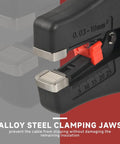 Close-up of alloy steel clamping jaws on Automatic Wire Stripper With Built In Cutter For AWG 32 To 7 0.03-10 Mm2