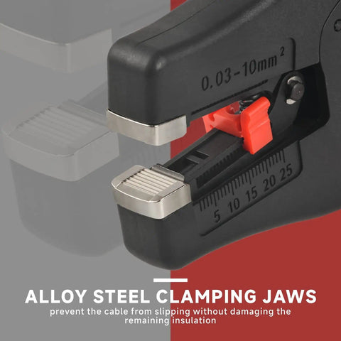 Close-up of alloy steel clamping jaws on Automatic Wire Stripper With Built In Cutter For AWG 32 To 7 0.03-10 Mm2