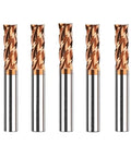 Heavy Duty 4 Flute Carbide End Mill Cutter With Tungsten Alloy Coating For Steel Metal Milling, shown in different sizes.