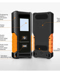 Dead On Accuracy 3 In 1 Stud Finder Wall Scanner with display, buttons, and vibration absorbing hole for easy detection.
