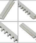 Collage of 3/32 Inch B 3/16 X 6-3/4 HSS Keyway Broach Set showing durable teeth and precise cuts for manual broaching