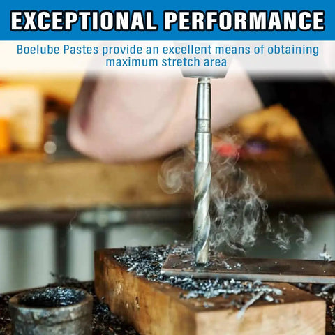 Drill bit with shavings using Boss Grade Synthetic Lubricant Paste For MQL Metalworking Industrial Pink Hard Paste Multi Use