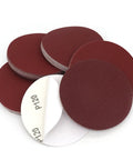 Top Notch 5 Inch Hook And Loop Sanding Discs With Red Grit For Electric Polishers Hand Sanders Woodworking Furniture Dry Sanding Heavy Duty Silicon Carbide Performance in a stack.