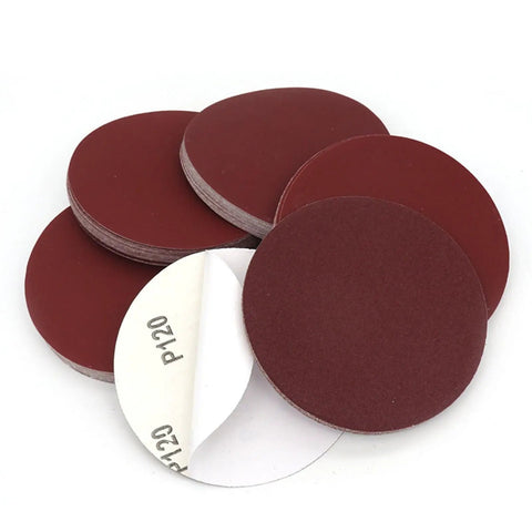 Top Notch 5 Inch Hook And Loop Sanding Discs With Red Grit For Electric Polishers Hand Sanders Woodworking Furniture Dry Sanding Heavy Duty Silicon Carbide Performance in a stack.