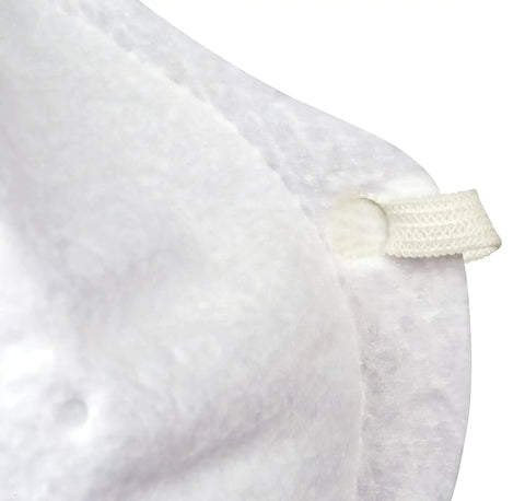 Close-up of NIOSH Approved N95 Molded Cup Disposable Respirator Mask highlighting latex-free material and elastic strap.