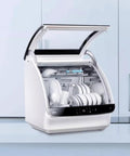 Compact Countertop Dishwasher Fully Automatic Mini Kitchen Game Changer High Temp Wash Cycle Triple Filter System Top Loading with dishes inside