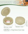Slick Hinged Screw Snap Covers Set Of 200 Bronze Plastic Shutter Screw Caps for size details and dimensions, showing 13mm and 5.3mm openings.