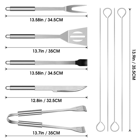 Stainless Steel Barbecue Utensil Set With Carry Bag Professional Grill Tools Rust Resistant Dishwasher Safe Heat Resistant Handles