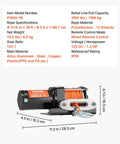 VEVOR 3500 Lb Electric Winch 12V DC For Boat Pickup Truck with 39 Ft synthetic rope and aluminum fairlead shown from side view.