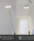 Telescopic Paint Roller With Extendable Handle And Three Detachable Rods For No Sweat Diy Wall Painting And Home Renovation Projects Big Time Game Changer For Effortless Smooth Coats Quick Setup And Zero Mess Coverage in use on a ceiling.