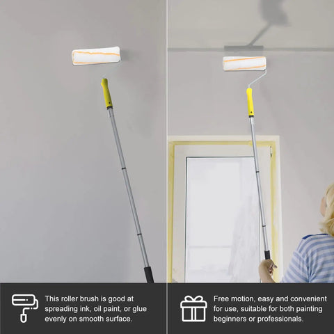 Kickass Detachable Microfiber Paint Roller Brush With Extended Telescopic Handle painting high wall smoothly with easy grip.