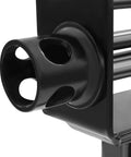 Close-up of black 2-hole ratchet on Heavy Duty Trailer Stake Pocket Winch for Cargo Securing, rugged carbon steel build.