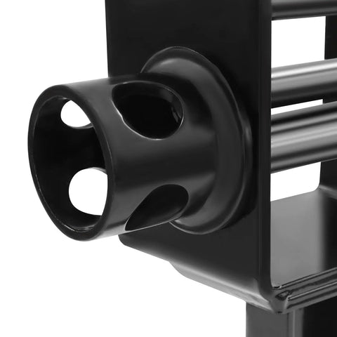 Close-up of black 2-hole ratchet on Heavy Duty Trailer Stake Pocket Winch for Cargo Securing, rugged carbon steel build.