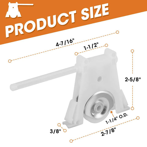 Built Tough Sliding Screen Door Lower Roller Assembly Compatible With Andersen Part Number 1997310 showing dimensions and details.
