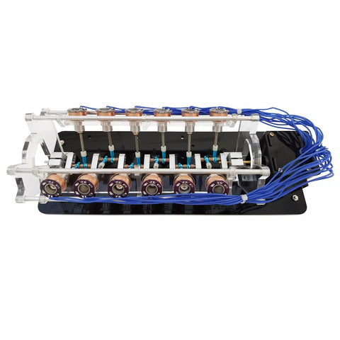 12 Coil Version Motor Model V Shaped Electromagnet Engine DIY Tool For Educational Science Experiments Kit with LED lights shown