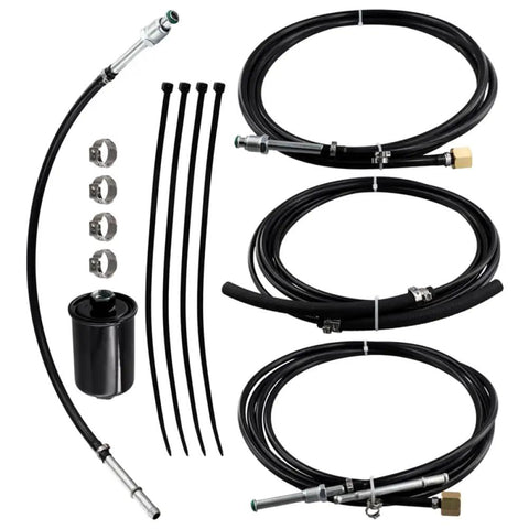 Upgrade Your Ride With This Solid Nylon Fuel Line Replacement Kit Perfect For Gas Trucks From 1988 To 1997 Featuring Durable Construction And A Full Set For Easy Installation That Keeps You Rolling Smoothly Without Leaks. fuel line kit, black nylon hoses, clamps, and filter for gas trucks