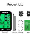 GPS Bike Computer With Wireless Data Sync And Green Auto Backlight 2.4 Inch LCD Screen Speedometer Odometer IPX7 view with accessories