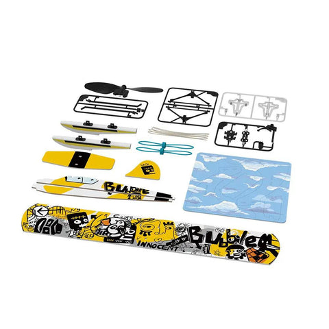 Rubber Band Airplane Seaplane STEM Kit for Kids Ready to Fly Educational Airship Toy components displayed