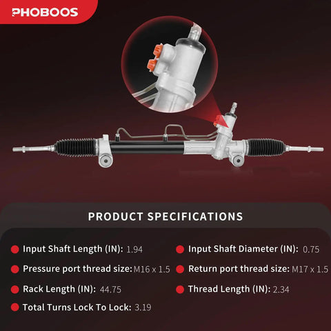 Hydraulic Power Steering Rack And Pinion Assembly Fits Toyota Camry 2007 2011 Avalon 2005 2012 And Lexus ES350 2007 2012 Direct Fit New Unit Leak Resistant Left Hand Drive Only Plug And Play Ready To Install displayed with specifications.