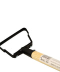 Hula Hoe Oscillating Stirrup Weed Cutter With 16 Inch Wood Handle And Rubber Grip, shown with steel head for garden maintenance.