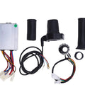 500W Brushed Motor Speed Controller Kit With Aluminum Alloy Throttle Grip Set For Electric Bikes Trikes And Motorcycles 12V Compatible Easy Install Today, showing controller, wires, and grips, laid out.