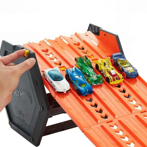 Roll Out Raceway Track Set With Cool Collapsible Design And Built In Storage For Up To Eighty Die Cast Cars And Five Track Pieces