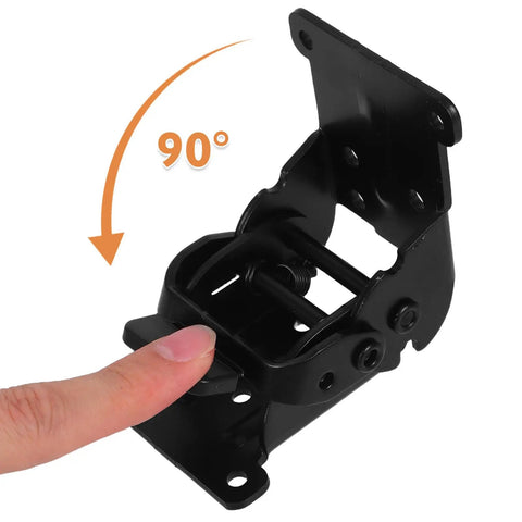 Heavy duty iron hidden folding door hinge showing 90-degree movement for kitchen and office cabinets
