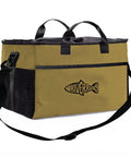 Vented Wader Bag With Mesh Panels For Fishing And Hunting, Water Resistant 108L Gear Tote, Khaki XL with black straps