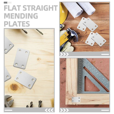 Flat Bracket Set With Screws for DIY Projects and Home Improvement, Stainless Steel Straight Mending Plates, 20 Pack