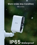 No Wires Battery Powered Wireless Outdoor Security Camera With 2K 3MP HD Video mounted in rain for waterproof demonstration