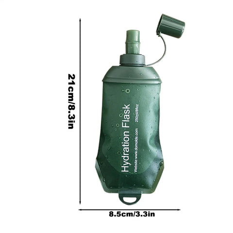 Foldable TPU Water Pouch Bottle For Outdoor Hydration Leakproof And Refillable Soft Flask Lightweight And Compact Measuring 21cm