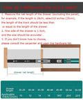 Illustration showing measurement guide for Full Extension Ball Bearing Drawer Slides With Soft Close For Cabinets And Furniture.