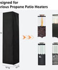 Heavy Duty Tough As Nails Square Patio Heater Cover Waterproof Outdoor Heater Cover with adjustable drawstring for 62 inch tall propane heaters
