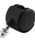 Black replacement heater caster wheel, 40x30mm omni-directional, 8mm threaded stem, close-up view