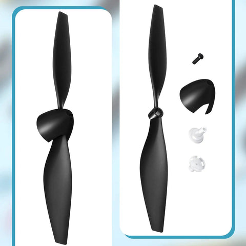 Three Piece Spare RC Plane Propeller Kit With Carbon Fiber Nose Cone And Adapters For TR C285G And TR C385 Four Channel Remote