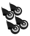 Heavy Duty Folding Barn Door Hardware Kit With Silent Bearing Casters Runs Dead Quiet Sliding Roller System For Closet Wardrobe, set of four black casters.