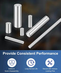 Image of Six Piece M6 X 80mm Stainless Steel Dowel Pins Set 304 Grade Cylindrical Shelf Peg Pins for Mechanical Manufacturing Industrial Use and Furniture Installation Silver Finish.