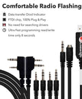 Universal 6 In 1 USB Ham Radio Programming Cable With 59 Inch Extended Length, showing connectors for various radio brands.