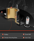Cross-section of front suspension strut mount showcasing rubber, screw bolt, and damper mounting base.