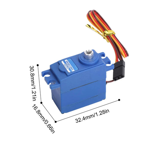 Heavy Duty Digital RC Servo 26 Grams With Full Metal Gears And Rugged Sandblasted Housing, blue motor, compact size for RC vehicles.
