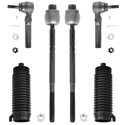 Front End Suspension Kit For RWD Chevy Silverado And GMC Sierra 1500 1999 To 2006 Includes Four Control Arms With Ball Joints Two Sway Bars Four Tie Rods And Two Rack Boots 12 Piece Replacement parts displayed.