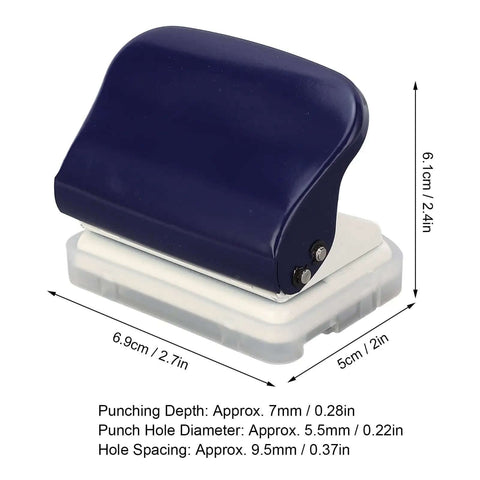 Side view of a 6 Hole Punch For A4 A5 B5 Loose Leaf Notebooks And Scrapbooks, Metal Circle Paper Puncher with dimensions labeled.