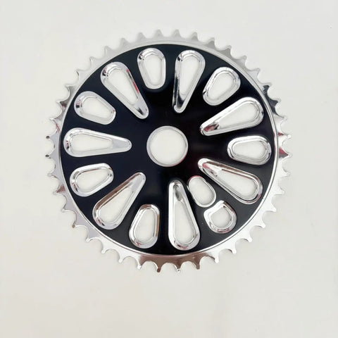 Steel Bicycle Chainring Sprocket For One Piece Cranksets 40T Or 44T Black Finish With 2mm Teeth And Two Point Five Millimeter Thickness