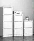 Top Tier Industrial Metal Filing Cabinet With Secure Locking Tool Chest For Home Office Storage And Slick Desk Organization Rock Solid Workspace Setup in white with multi-drawer design.