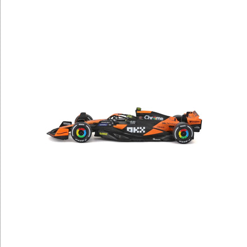 McLaren MCL38 1:43 Scale 2024 Die-Cast Formula Car With Helmet Display Box And Norris Number Four Lando Norris Collectible Model