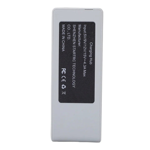 Back view of LCD Parallel Battery Charger For Drones, 3 Slot Charging Hub With Display Screen, USB C PD Fast Charging.