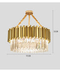 Top Notch Gold Chandelier With Genuine K9 Crystals, Eight Bulb Led Pendant Fixtures, slick dining room and kitchen lighting, 95cm size.