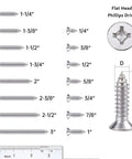 Heavy Duty Fifty Pack 12 X Half Inch Flat Head Phillips Self Tapping Screws Stainless Steel 304 multiple sizes and dimensions