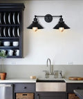 Bathroom Vanity Light Modern Industrial Black Wall Sconce With Metal Shade Dual Lights Matte Black Finish Vintage Vibe Bath Fixture in kitchen
